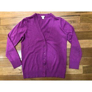 J Crew 100% Merino Wool 3/4 Sleeve V-Neck Button Front Cardigan Size L